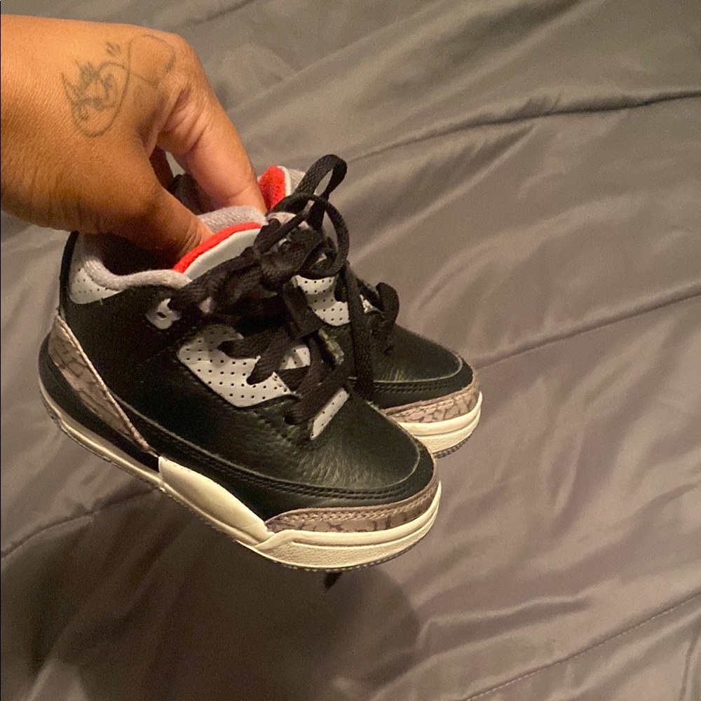 Jordan Kids Black and White Sneakers with Red Accents